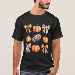 Retro Coquette Bow Pumpkin American Football Tack T Shirt
