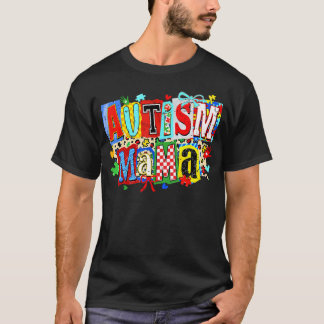 Retro Coquette Bow-pussel Autism Mama-medvetande M T Shirt