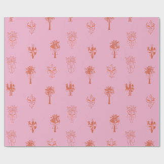 Retro Coquette Cactus & Handflatan Träd med Rosa B Presentpapper