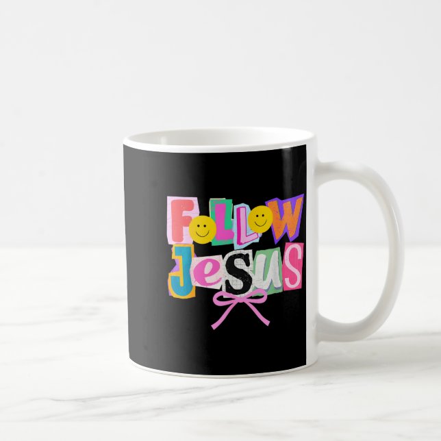 Retro Coquette Cute Follow Jesus Bible Verse Faith Kaffemugg (Höger)