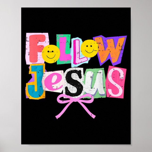 Retro Coquette Cute Follow Jesus Bible Verse Faith Poster (Framsidan)