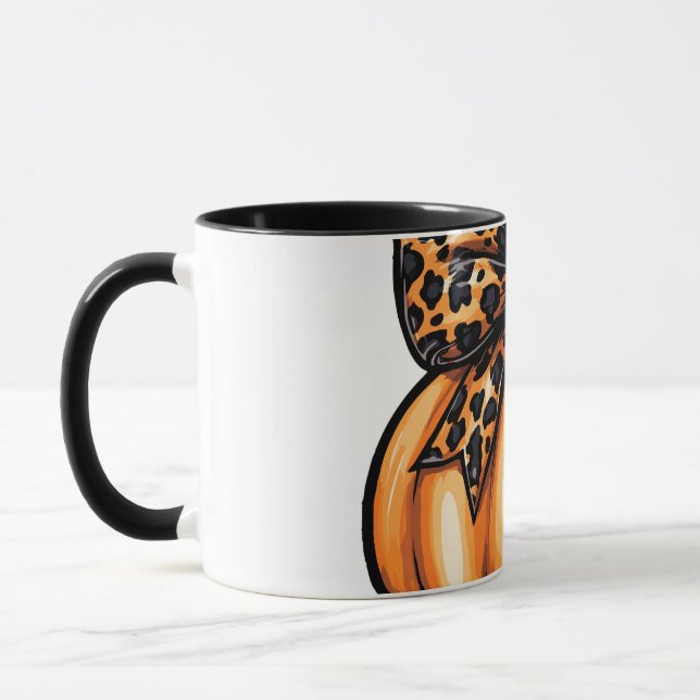 Retro Coquette Happy halloween Leopart Pumpkin Mugg (Vänster)