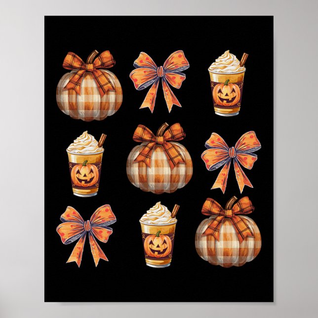 Retro Coquette Höstpumpa Båge Höstkaffe Än Poster (Framsidan)