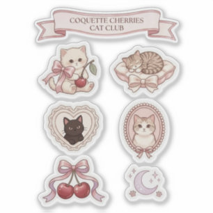 Retro Coquette Katt Klubb Klistermärke Ark Klistermärken