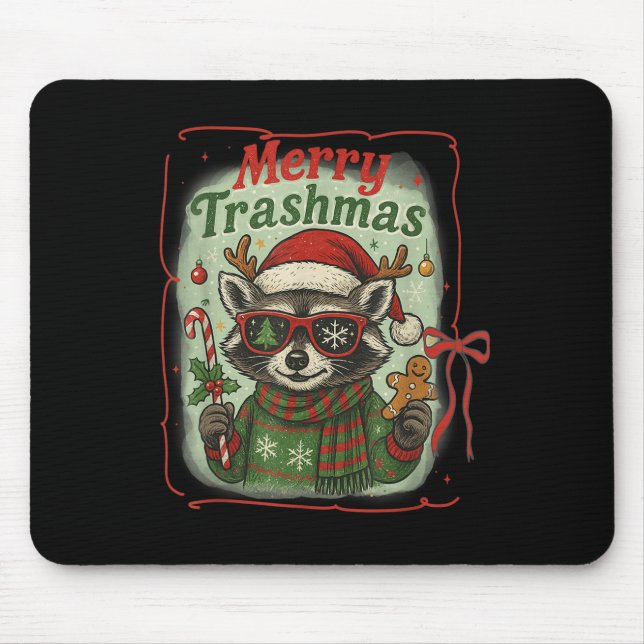 Retro Coquette Merry Trashmas Raccoon jul Cu Musmatta (Framsidan)
