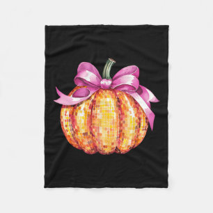 Retro Coquette Pumpkin Rosa Bow Fall Thanksgiving Fleecefilt