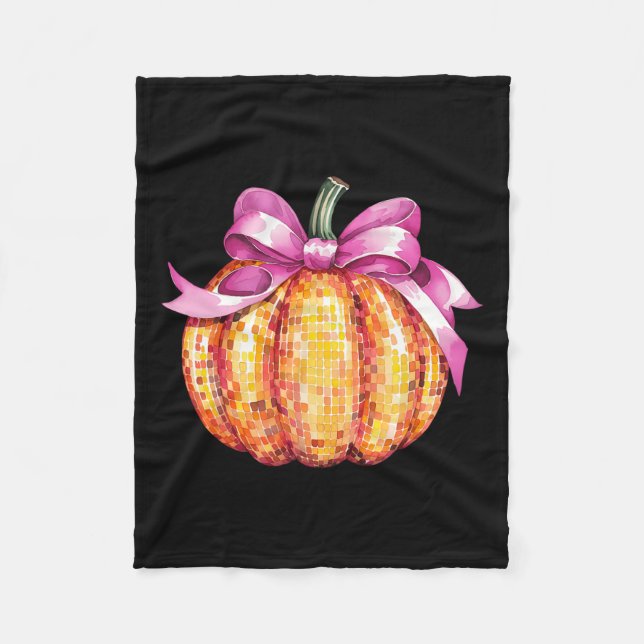 Retro Coquette Pumpkin Rosa Bow Fall Thanksgiving Fleecefilt (Framsidan)