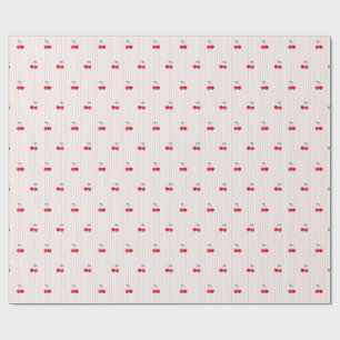 Retro Coquette Röda Körsbär & Randigt Mönster Presentpapper