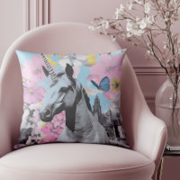 Retro Coquette Rosa och Blue Unicorn Collage