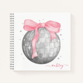 Retro Coquette Silver Disco ball Pink Ribbon