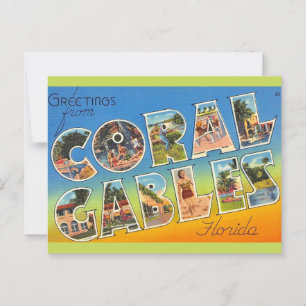Retro Coral Gables Florida Vykort