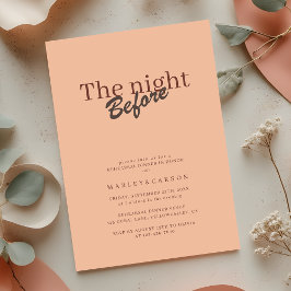 Retro Coral Peach Minimalist Rehearsal Dinner Inbjudningar