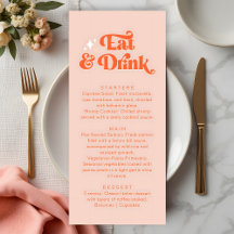 Retro Coral Rosa Orange Eat och Drink Bröllop