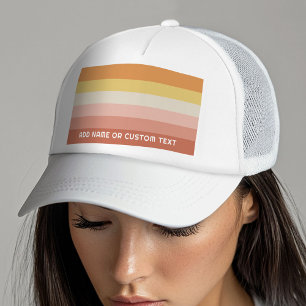 Retro Coral Sunset Rand minimal Sans Serif Namn Keps