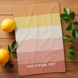 Retro Coral Sunset Rand minimal Sans Serif Namn Kökshandduk