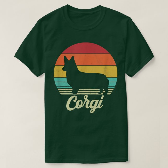 Retro Corgi Hund älskare T Shirt (Design framsida)