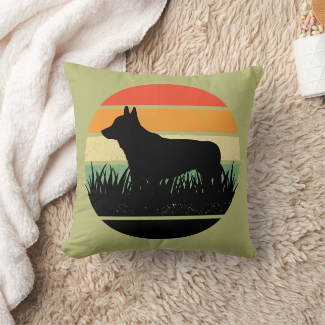 Retro Corgi Sunset Kudde (Filt)