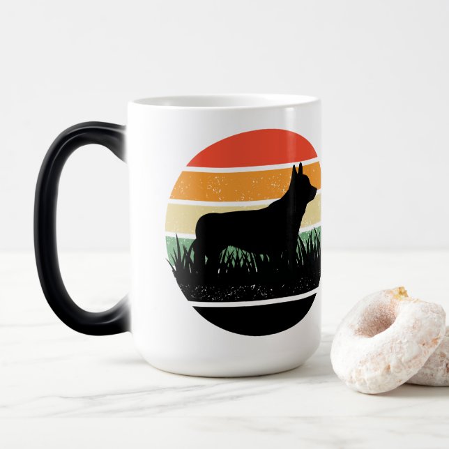 Retro Corgi Sunset Magisk Mugg (Med munk)