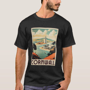 Retro Cornwall Poster Förenade kungariket Cornwall T Shirt