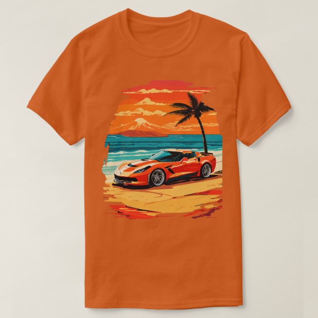 Retro Corvette T Shirt (Design framsida)