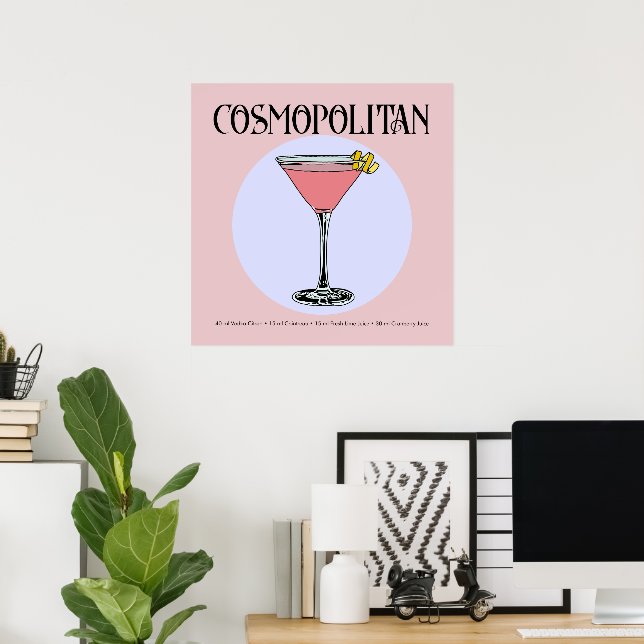 Retro Cosmopolitan Cocktail Illustration Poster (Hemmakontoret)
