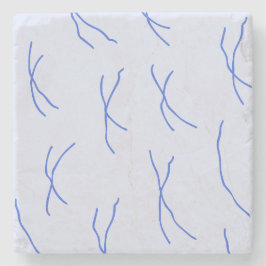 Retro Cottage Abstract Sketchy Lines Royal Blue Stenunderlägg