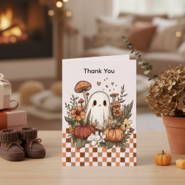 Retro Cottagecore Halloween Baby Shower Tack Kort