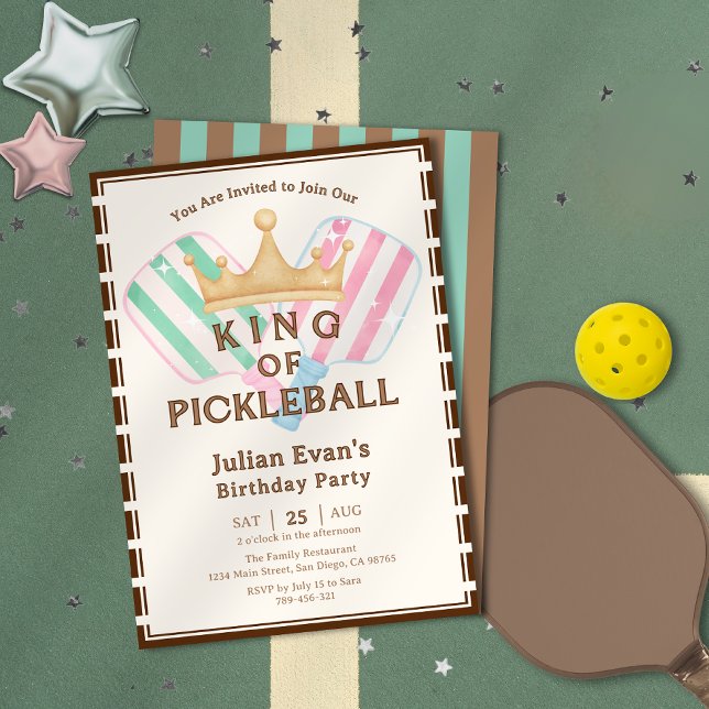 Retro County Klubb Kung i Pickleball Birthday Inbjudningar (Retro County Club King of Pickleball Birthday Invitation)