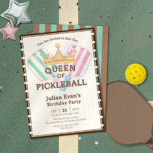 Retro County Klubb Queen of Pickleball Birthday Inbjudningar