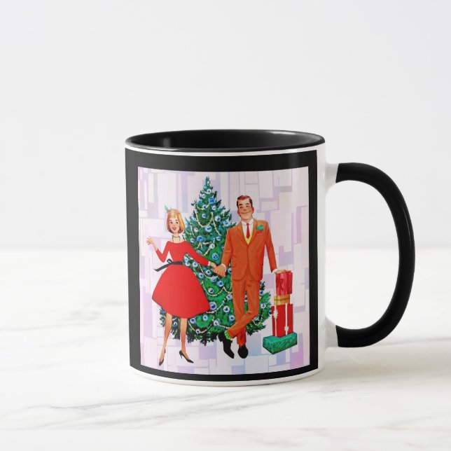 RETRO COUPLE 1950's CHRISTMAS COFFEE MUGG (Höger)