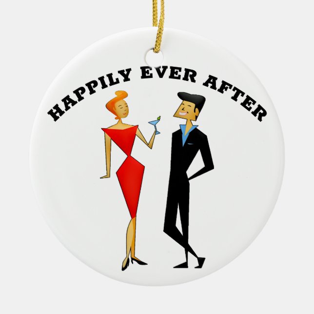 RETRO COUPLE BRÖLLOP GIFT ORNAMENT (Framsidan)