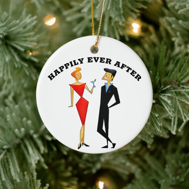 RETRO COUPLE BRÖLLOP GIFT ORNAMENT (Träd)