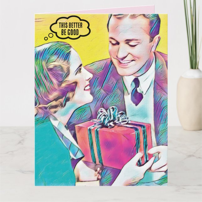RETRO COUPLE CHRISTMAS FUNNY FRIEND Card Kort (Framsida)