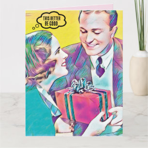 RETRO COUPLE CHRISTMAS FUNNY FRIEND Card Kort