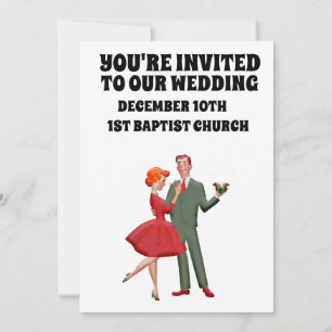 RETRO COUPLE CUTE BRÖLLOP ANPASSNINGSBAR INVITATIO INBJUDNINGAR