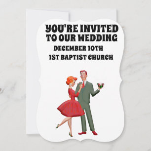 RETRO COUPLE CUTE BRÖLLOP ANPASSNINGSBAR INVITATIO INBJUDNINGAR
