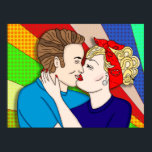 Retro Couple Kissing, 1950's Pop Art Poster<br><div class="desc">1950 års Retro Couple Kissing Pop Art Stil 1950 s hand plockade art.</div>
