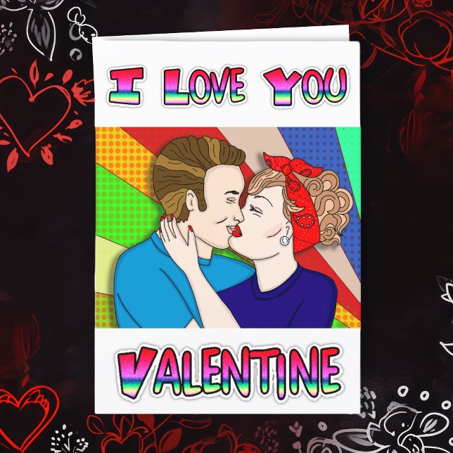 Retro Couple Kissing | VALENTINES DAY Kort (Skapare uppladdad)