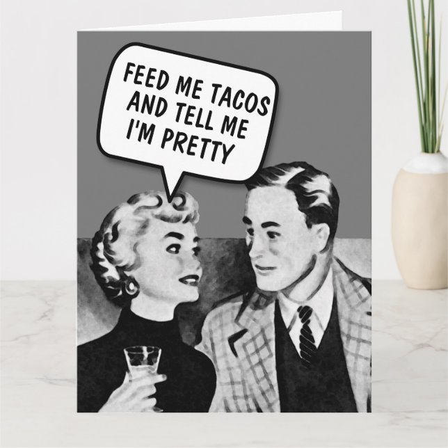 RETRO COUPLE TACOS FUNNY GREETY CARD KORT (Framsida)