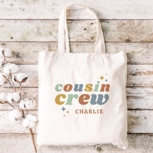 Retro Cousin Crew Monogram   Matchande barn Tygkasse