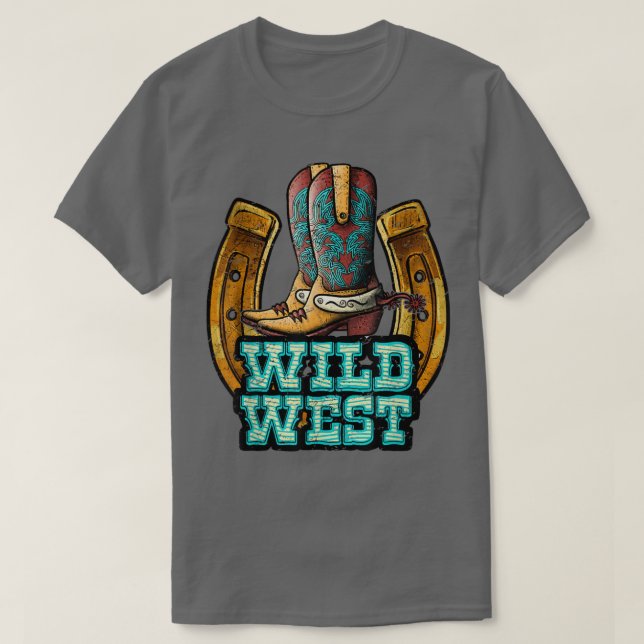 Retro Cowboy Boots Horseshoe Wild West Western Cou T Shirt (Design framsida)