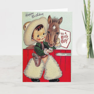 Retro Cowboy-födelsedagskort för en stor pojke Kort