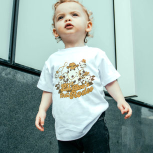 Retro Cowboy Halloween Första Rodeon Födelsedag T Shirt