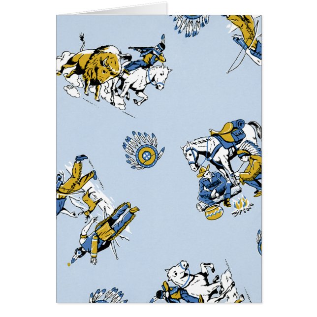 Retro Cowboy och indier Hälsningskort (Framsidan)