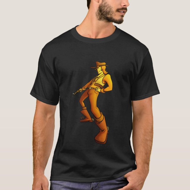 Retro Cowboy Pistolskjutare  T Shirt (Framsida)
