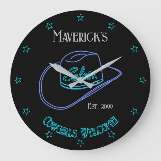 Retro Cowboy Saloon Wall Clock Lg. Stor Klocka