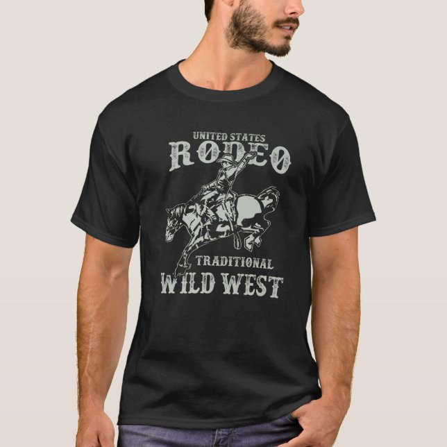Retro Cowboy US Rodeo Traditional Vilda western We T Shirt (Framsida)