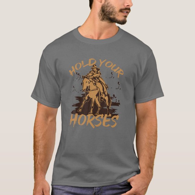 Retro Cowboy-Vilda western för din horse Rodeo T Shirt (Framsida)