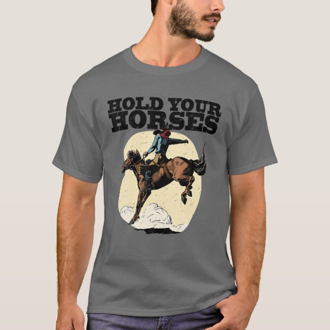 Retro Cowboy-Vilda western för din horse Rodeo T Shirt (Framsida)