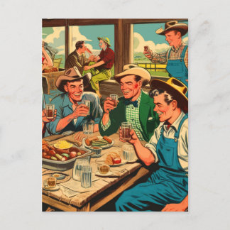 Retro Cowboys Tecknader Vykort